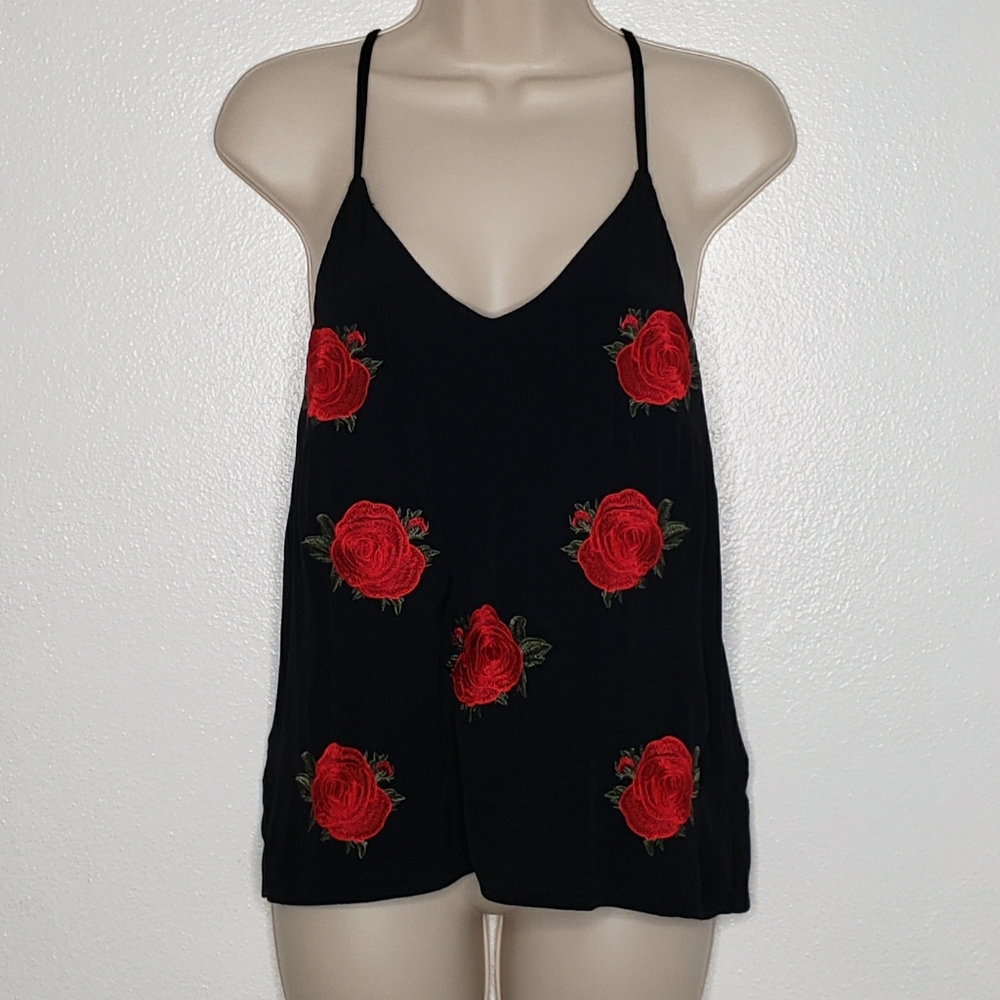 SEEK The Label Embroidered Roses Cami Tank Top